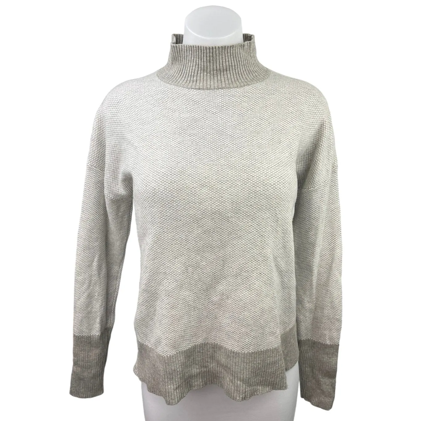 Rachel Zoe Gray Colorblock Ribbed Knit Long Sleeve Mock Neck Sweater Top Size M