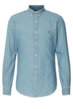 Ralph Lauren Slim Chambray Denim Shirt Washed Blue