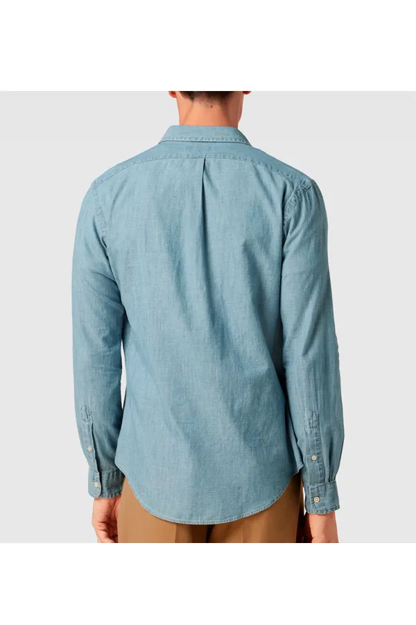 Ralph Lauren Slim Chambray Denim Shirt Washed Blue