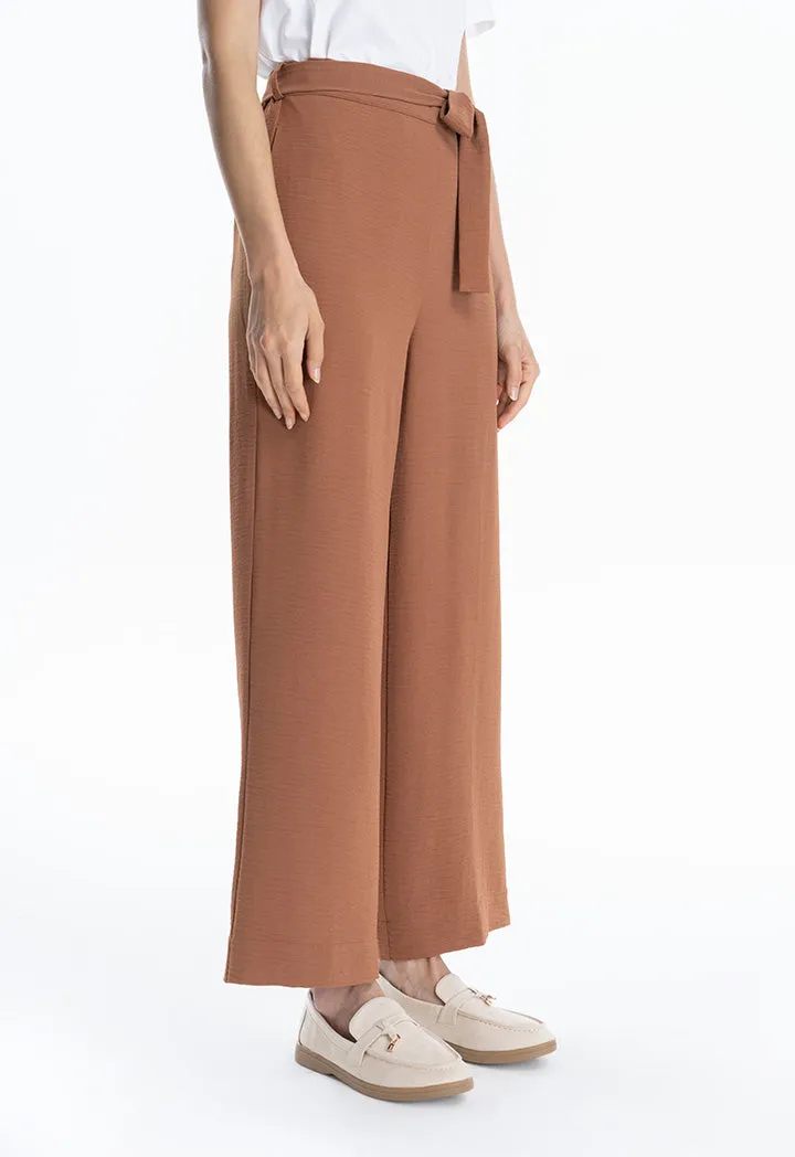 Ribbon Belt Hi-Rise Straight Leg Trouser