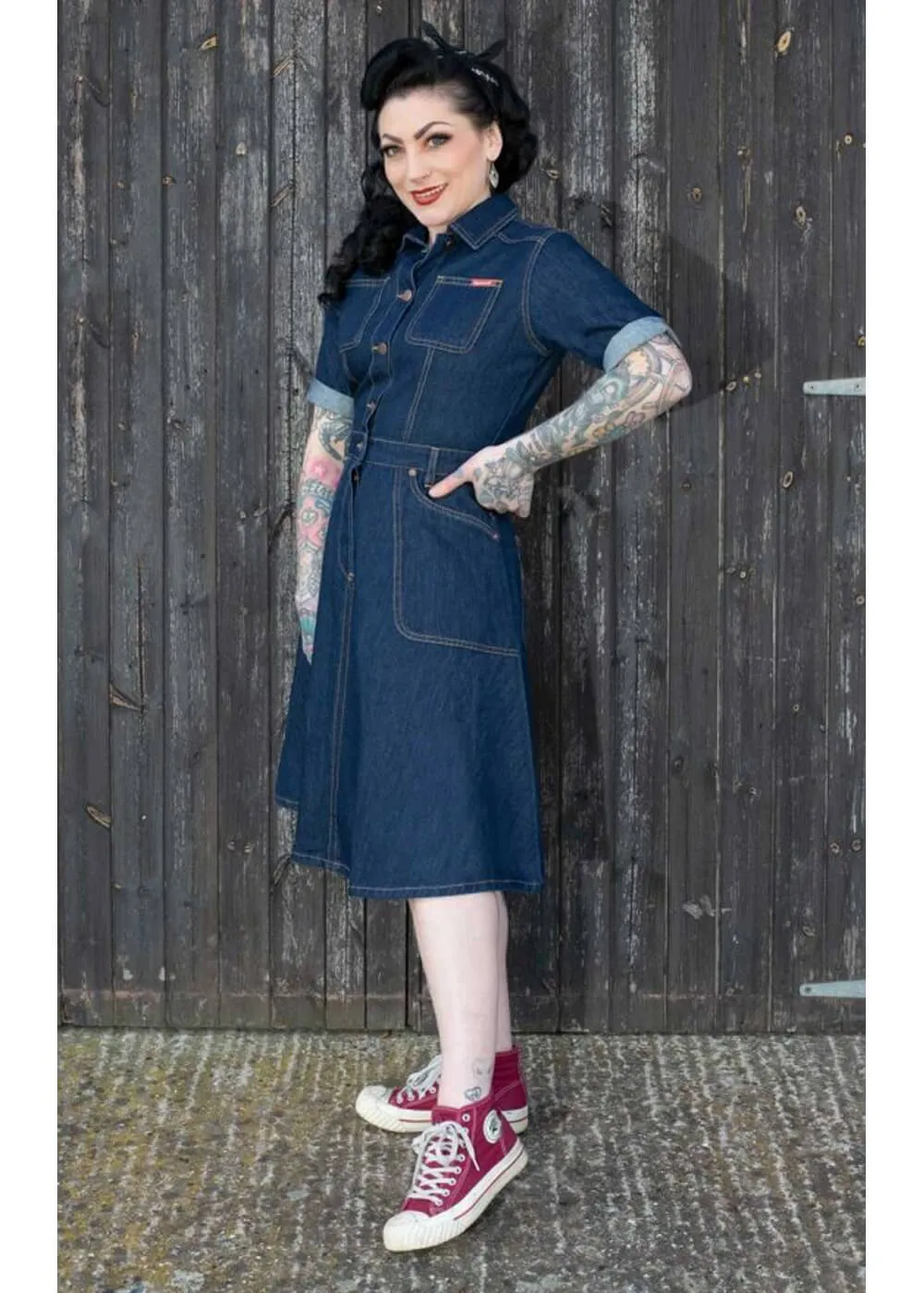 Rumble59 Rocking Rosie Jeans 50's A-Line Dress Denim Navy