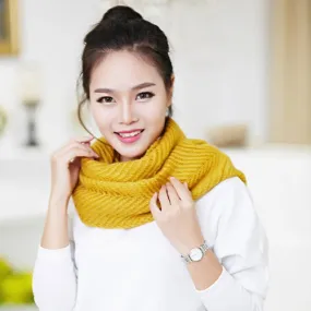 s Knitted Scarf Women echarpe Women Warm 2 Circle Knit Soft Cowl Neck Scarf Shawl &P2