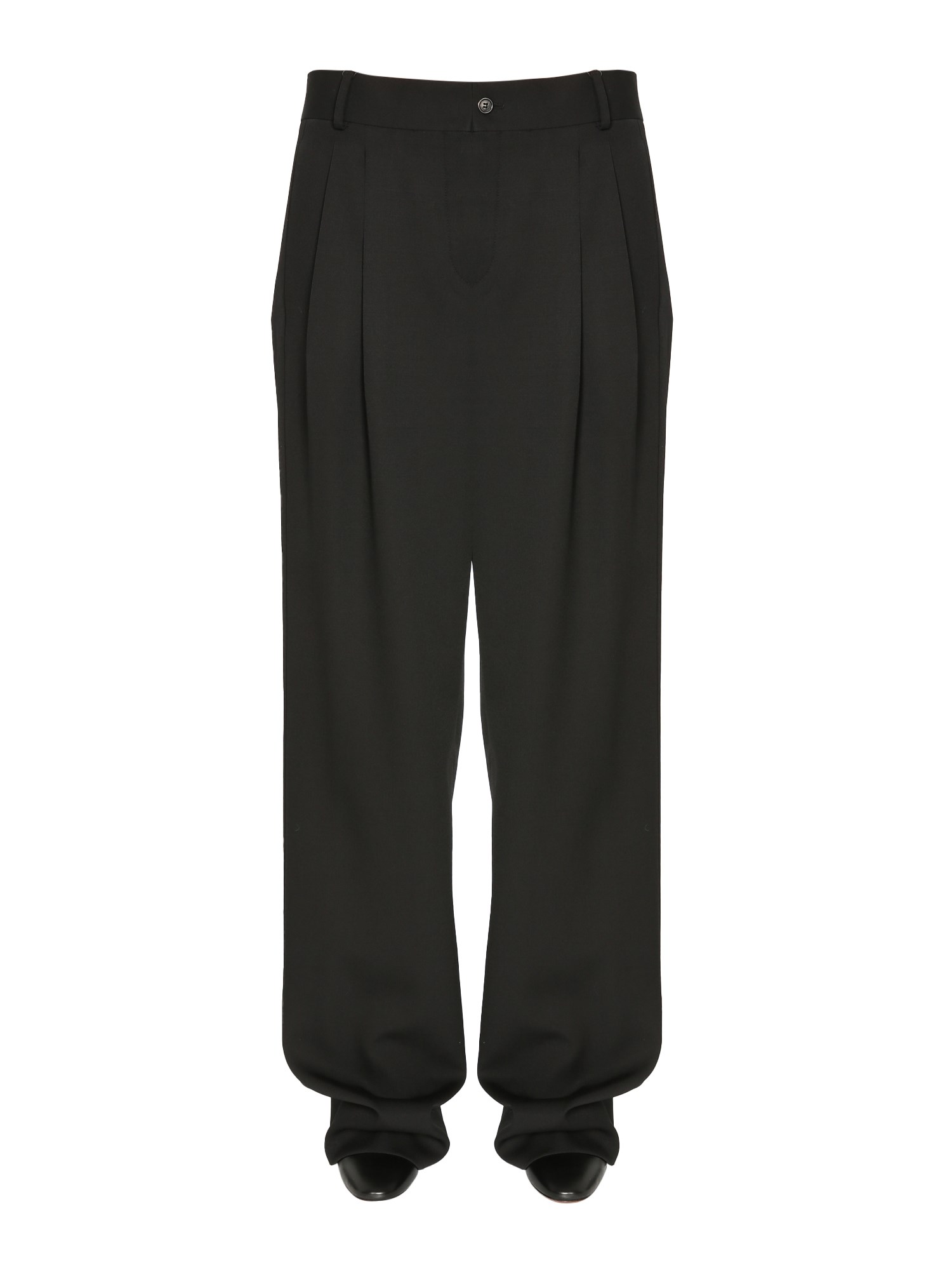 SAINT LAURENT    GRAIN DE POUDRE TROUSERS WITH PLEATS