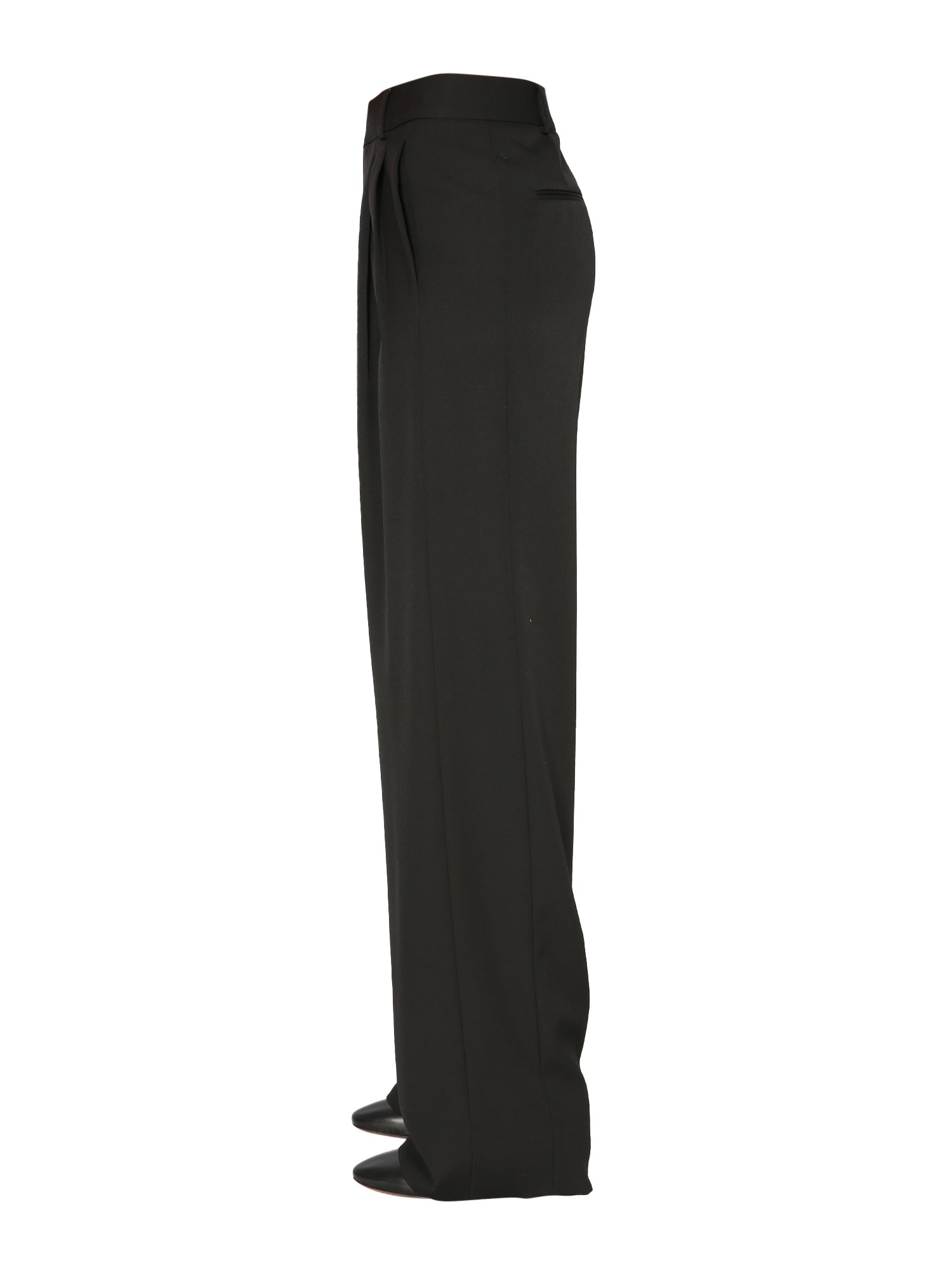 SAINT LAURENT    GRAIN DE POUDRE TROUSERS WITH PLEATS