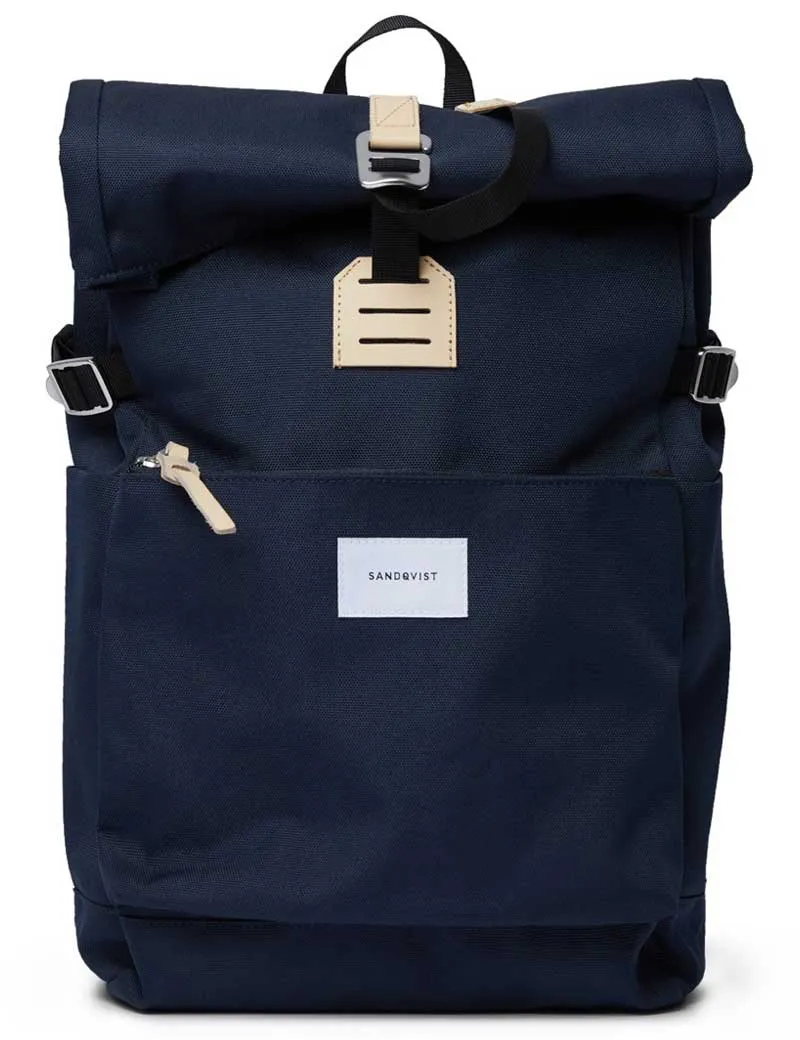 Sandqvist Ilon Rolltop Backpack Navy Natural