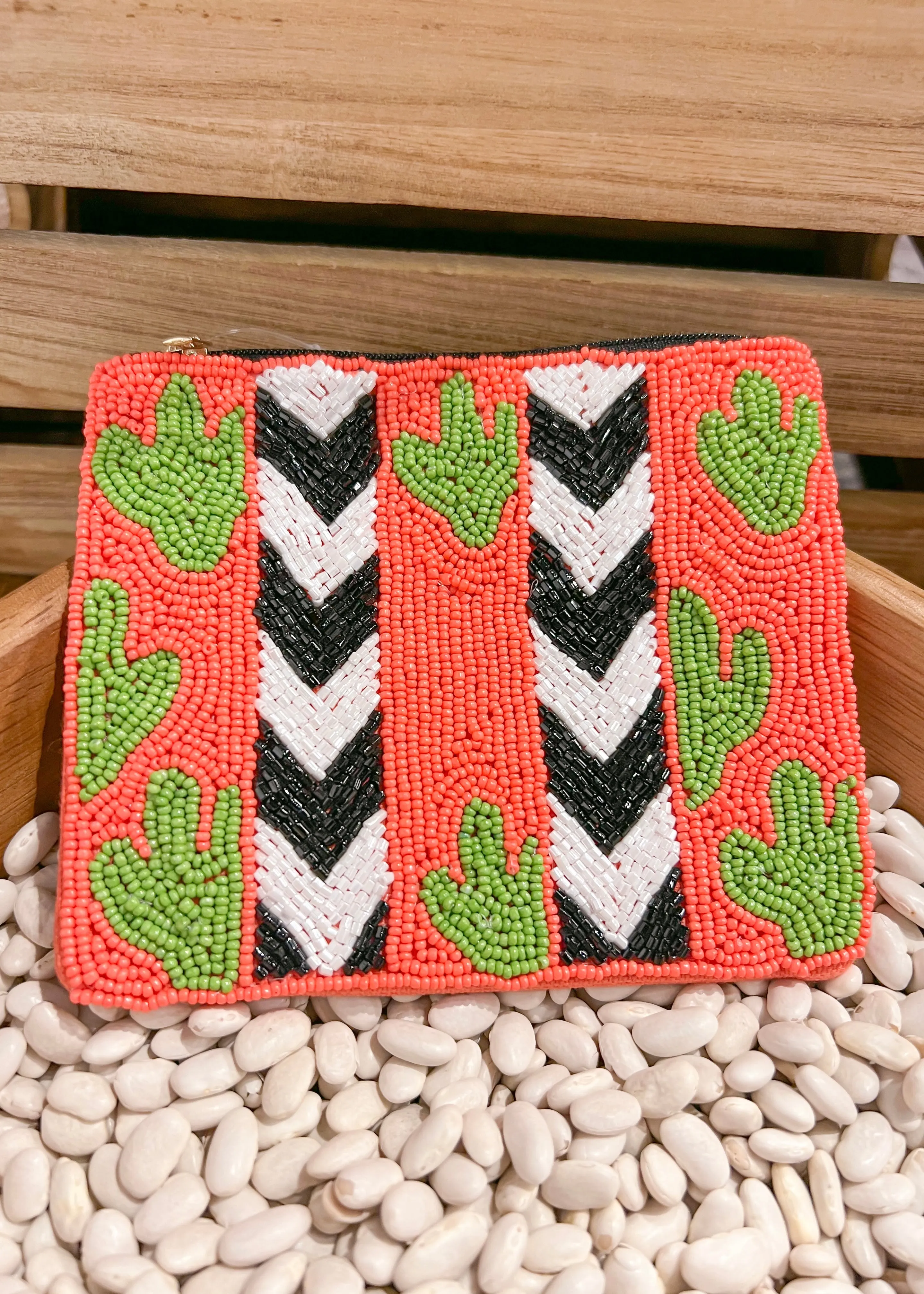 Seed Bead Wallet | Neon Cactus