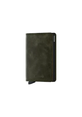 Slim Vintage Wallet - Olive/Black