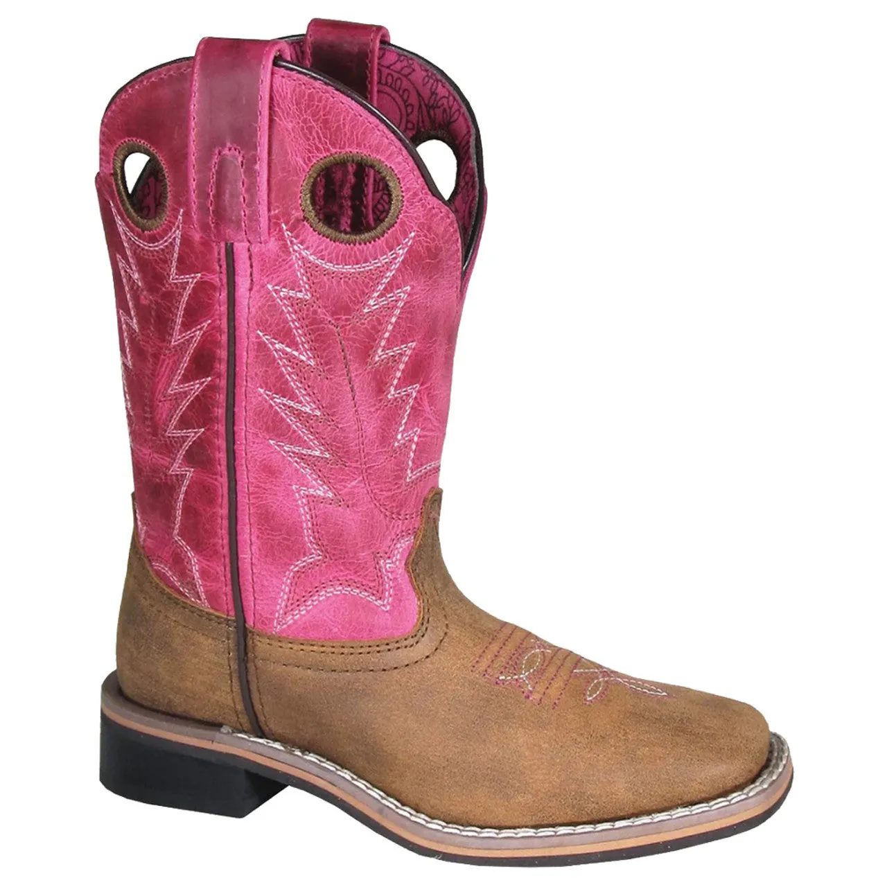 SMOKY MOUNTAIN BOOTS GIRLS TRACIE BROWN/PINK DISTRESS LEATHER SIZE 11.5