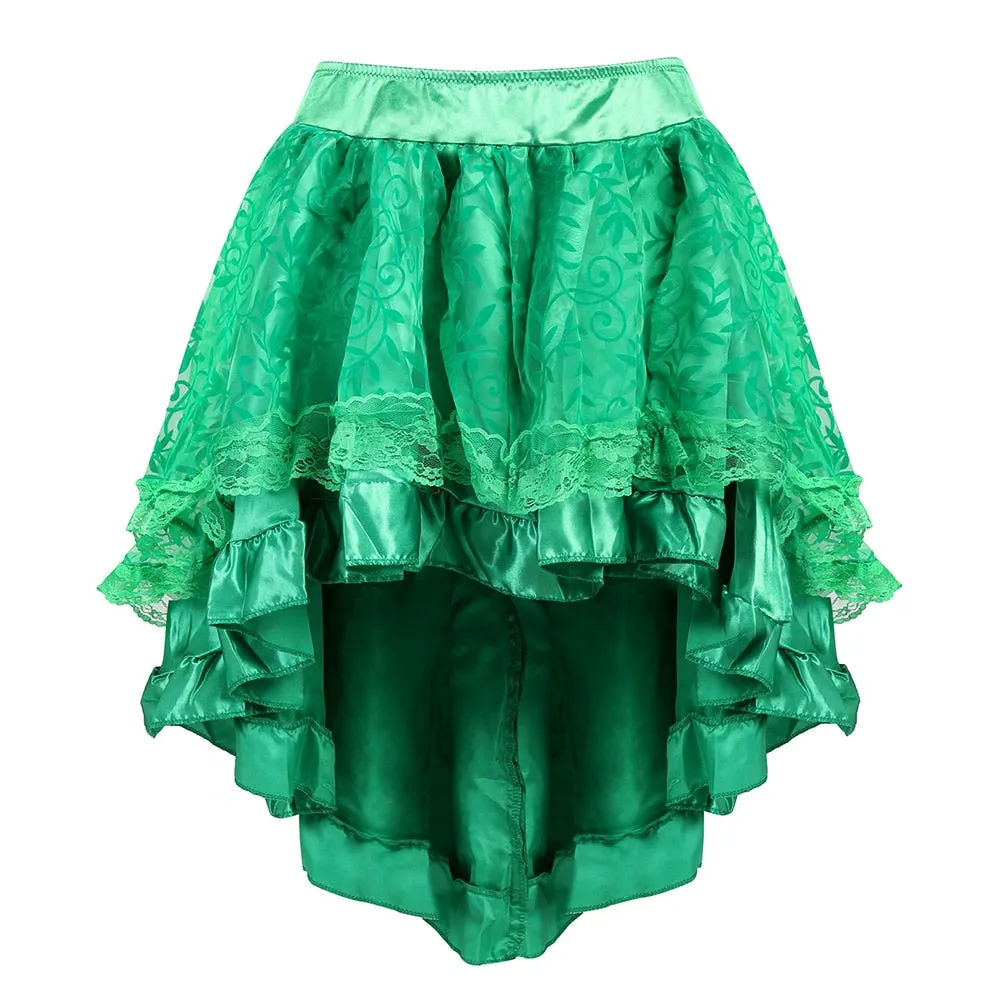 stripe green corset top with cup and mini skirt with shoulder straps bustier sexy lace lingerie Carnival dress body shaper