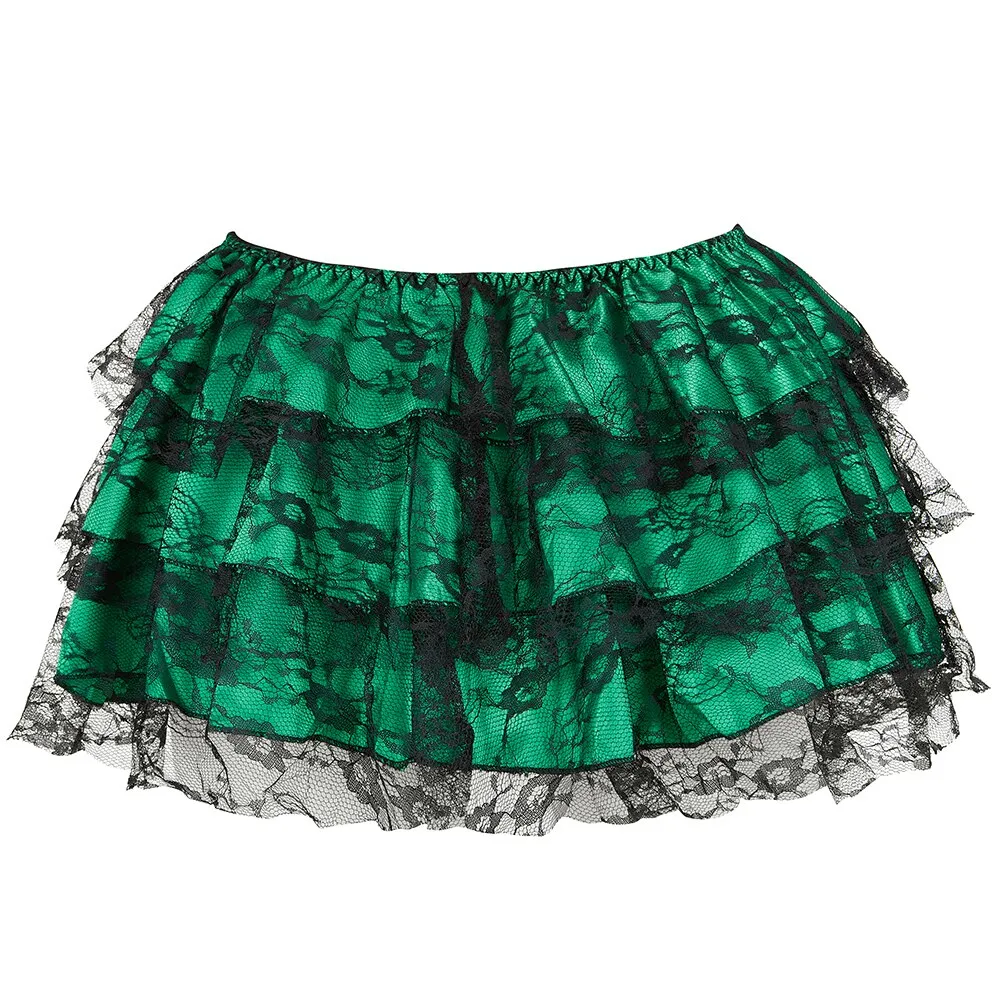 stripe green corset top with cup and mini skirt with shoulder straps bustier sexy lace lingerie Carnival dress body shaper