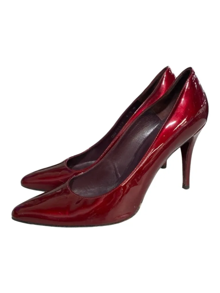 Stuart Weitzman Shoe Size 8.5 Burgundy Patent Leather Pump Metalic Shoes