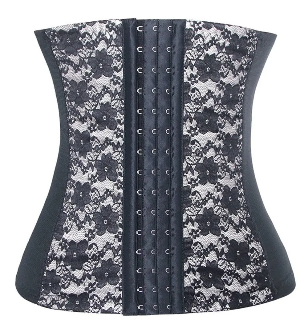 Super Stretch Underbust Lace Floral Corset 3 Hooks Spiral Steel Boned Belt Bustier Breathable Waist Trainer Plus Size XS-6XL