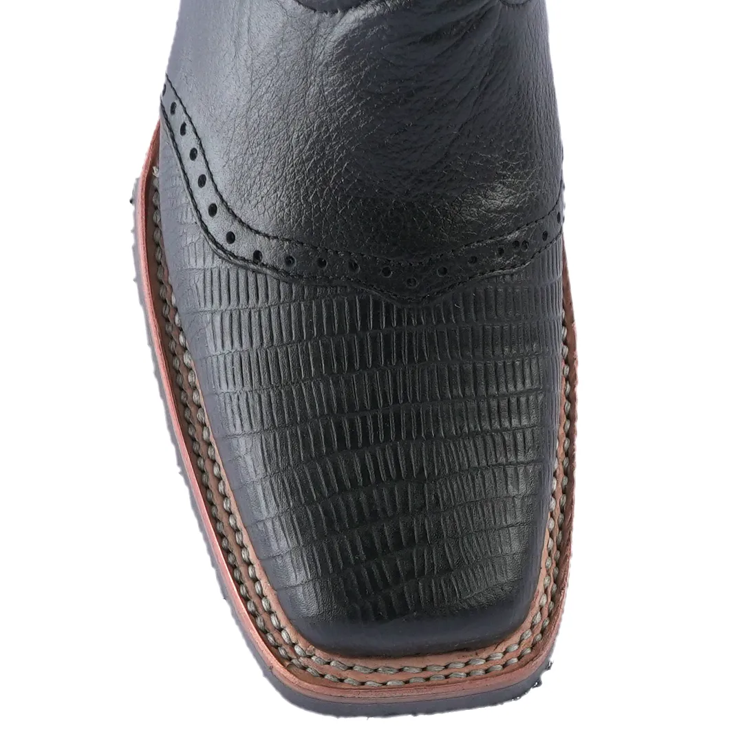 Texas Country Western Boot Lizard Black Rodeo E410