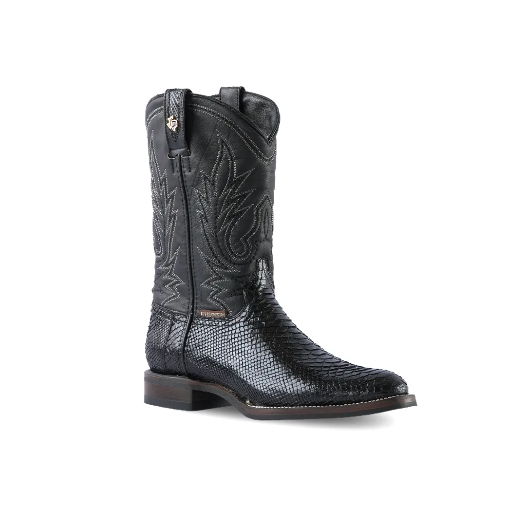 Texas Country Western Boot Python Black Tacoma E02