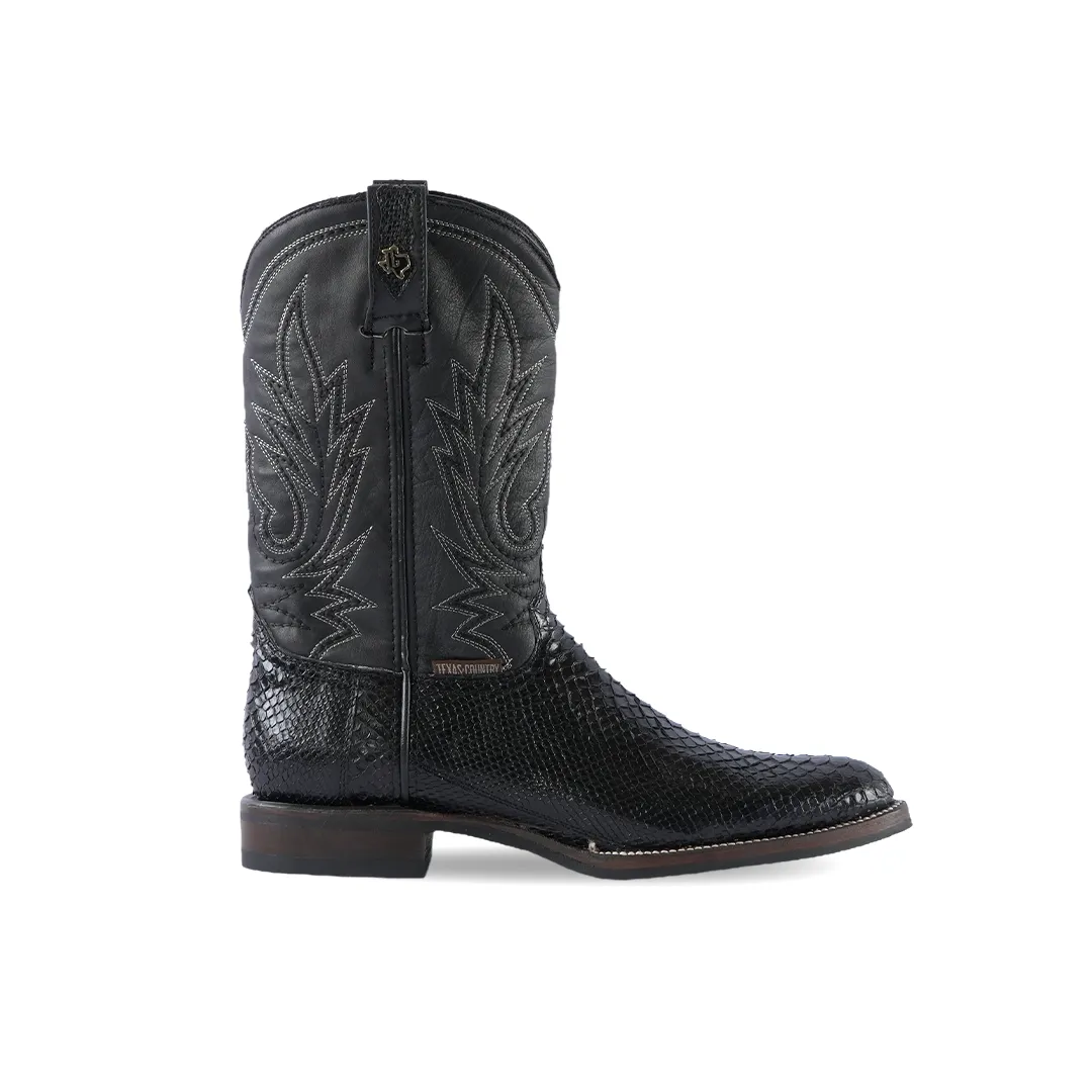 Texas Country Western Boot Python Black Tacoma E02