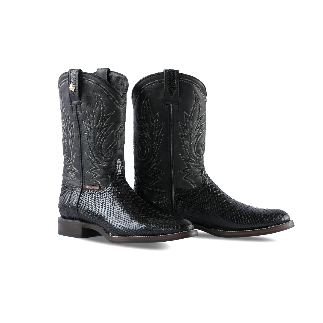 Texas Country Western Boot Python Black Tacoma E02