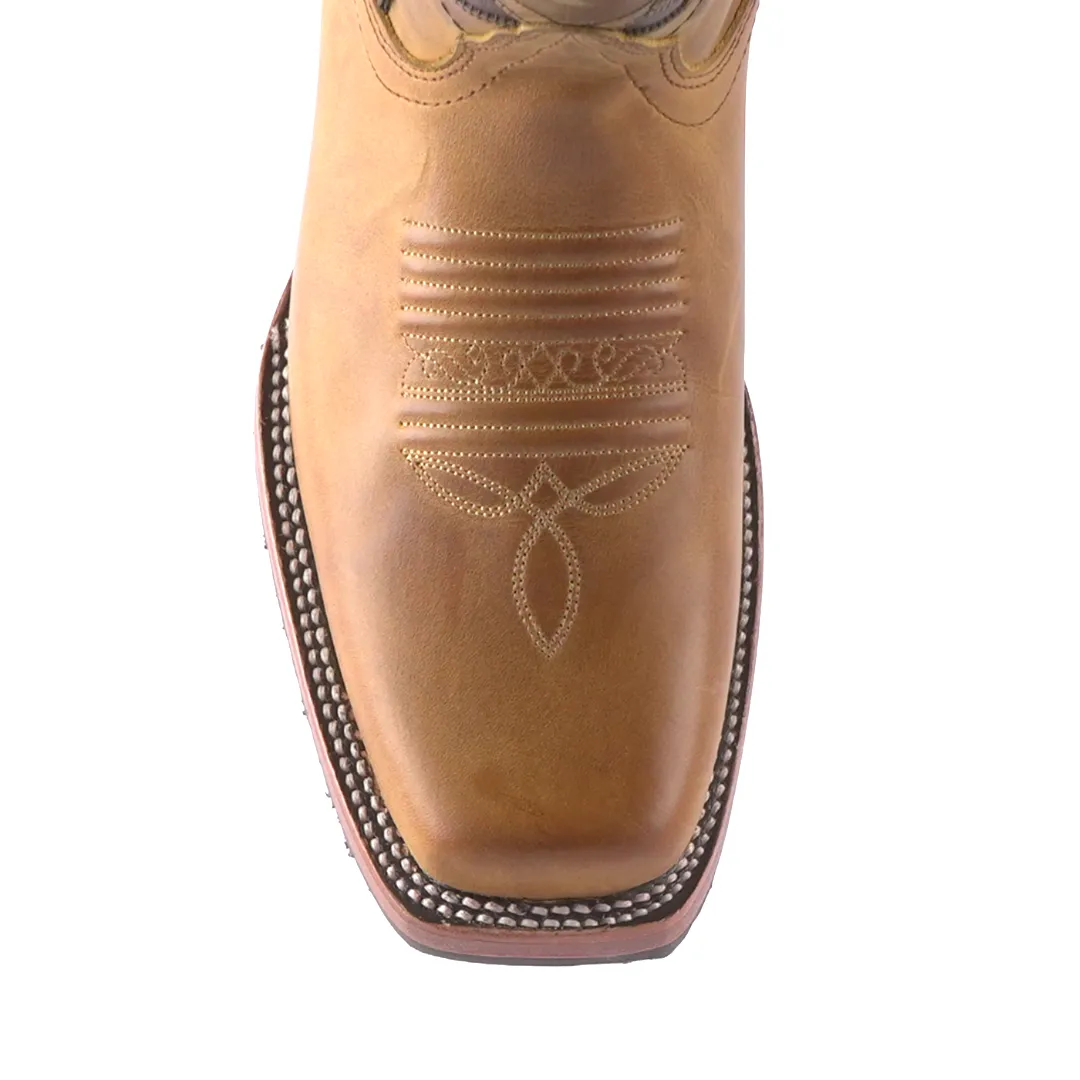 Texas Country Western Boot Savat Miel Rodeo Toe E692