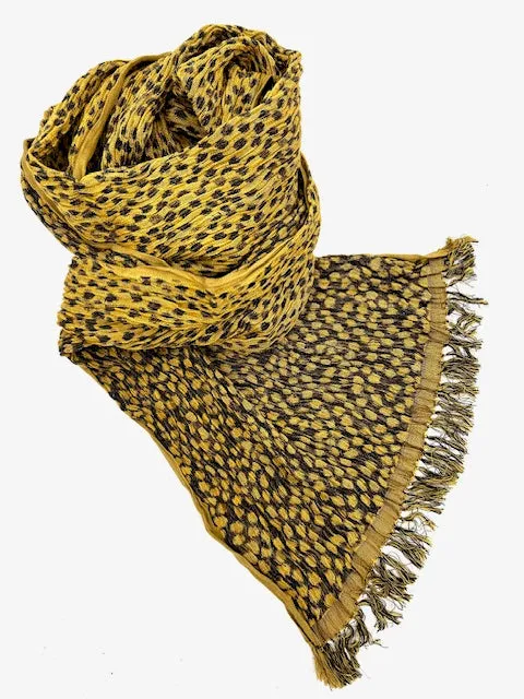 Textured Silk Scarf/Chocolate & Gold