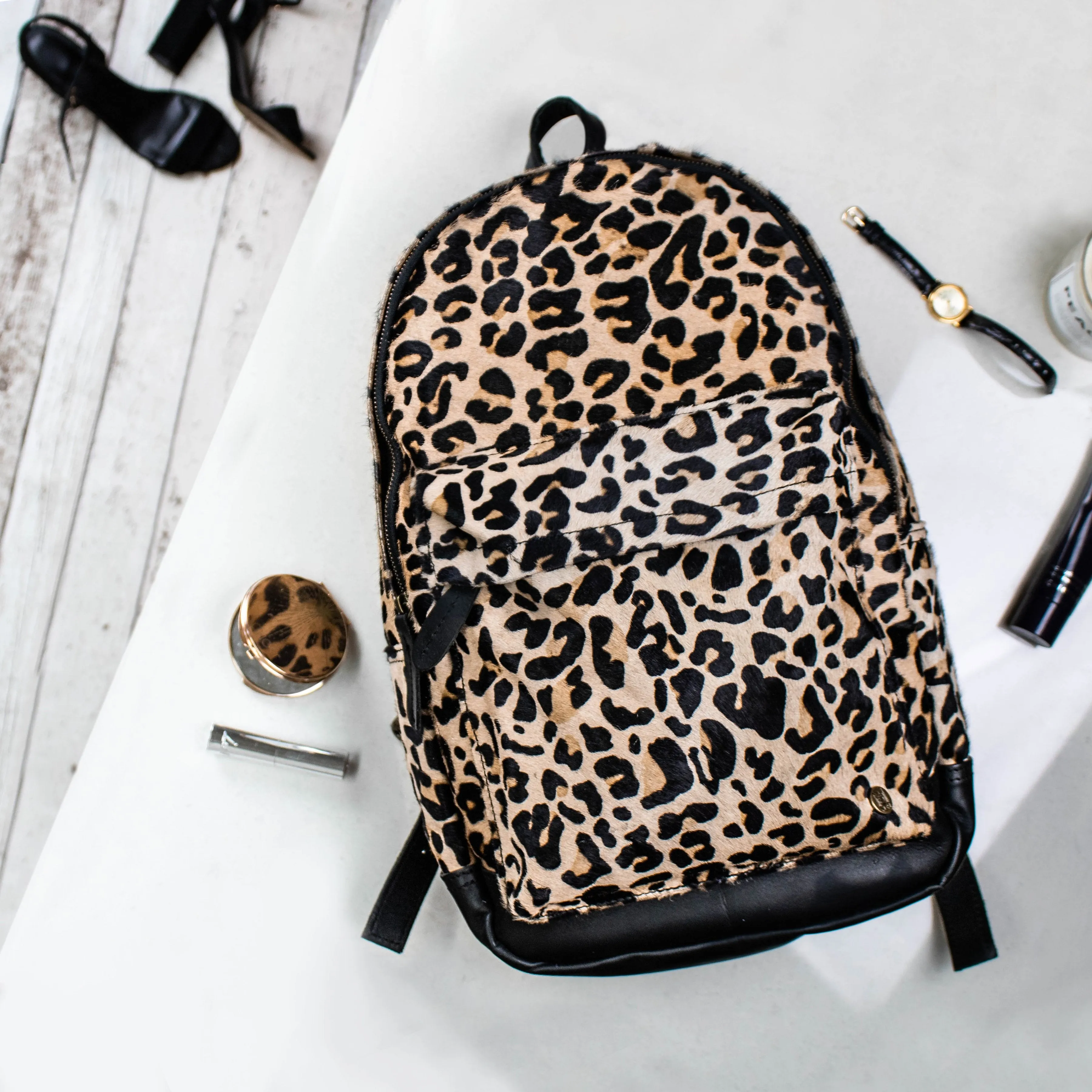 The Classic Cowhide Backpack (Leopard Print)