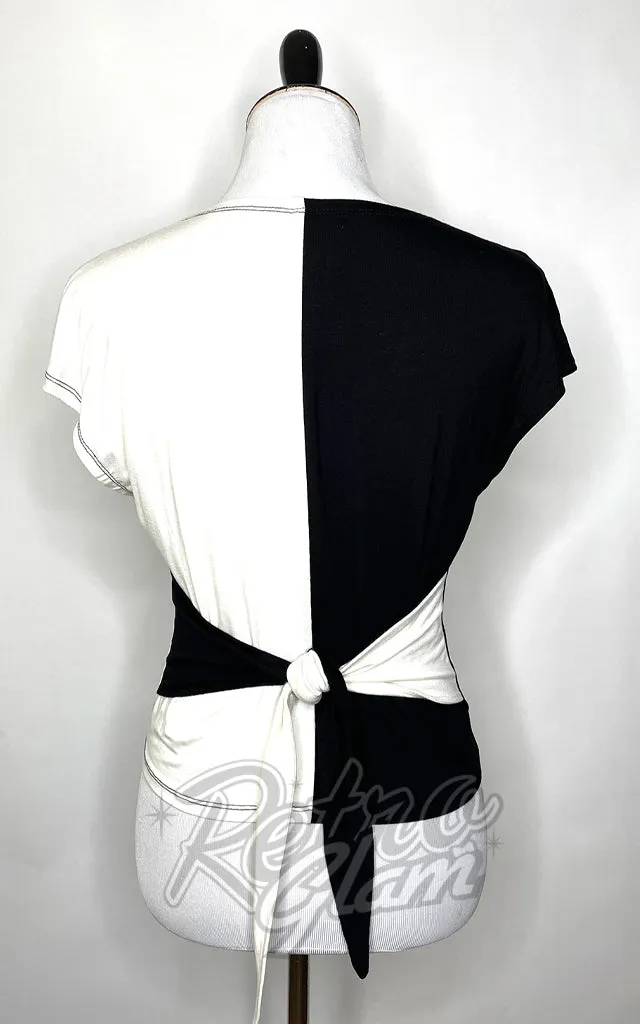 The Oblong Box MCM Scaredy Cat Top in White & Black - M left only