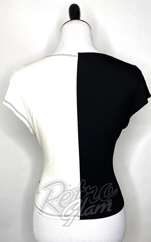 The Oblong Box MCM Scaredy Cat Top in White & Black - M left only