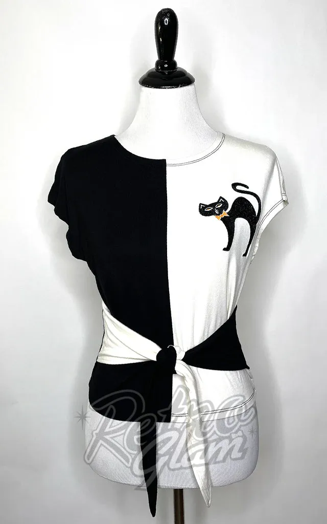 The Oblong Box MCM Scaredy Cat Top in White & Black - M left only