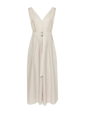 V-neck belted maxi dress