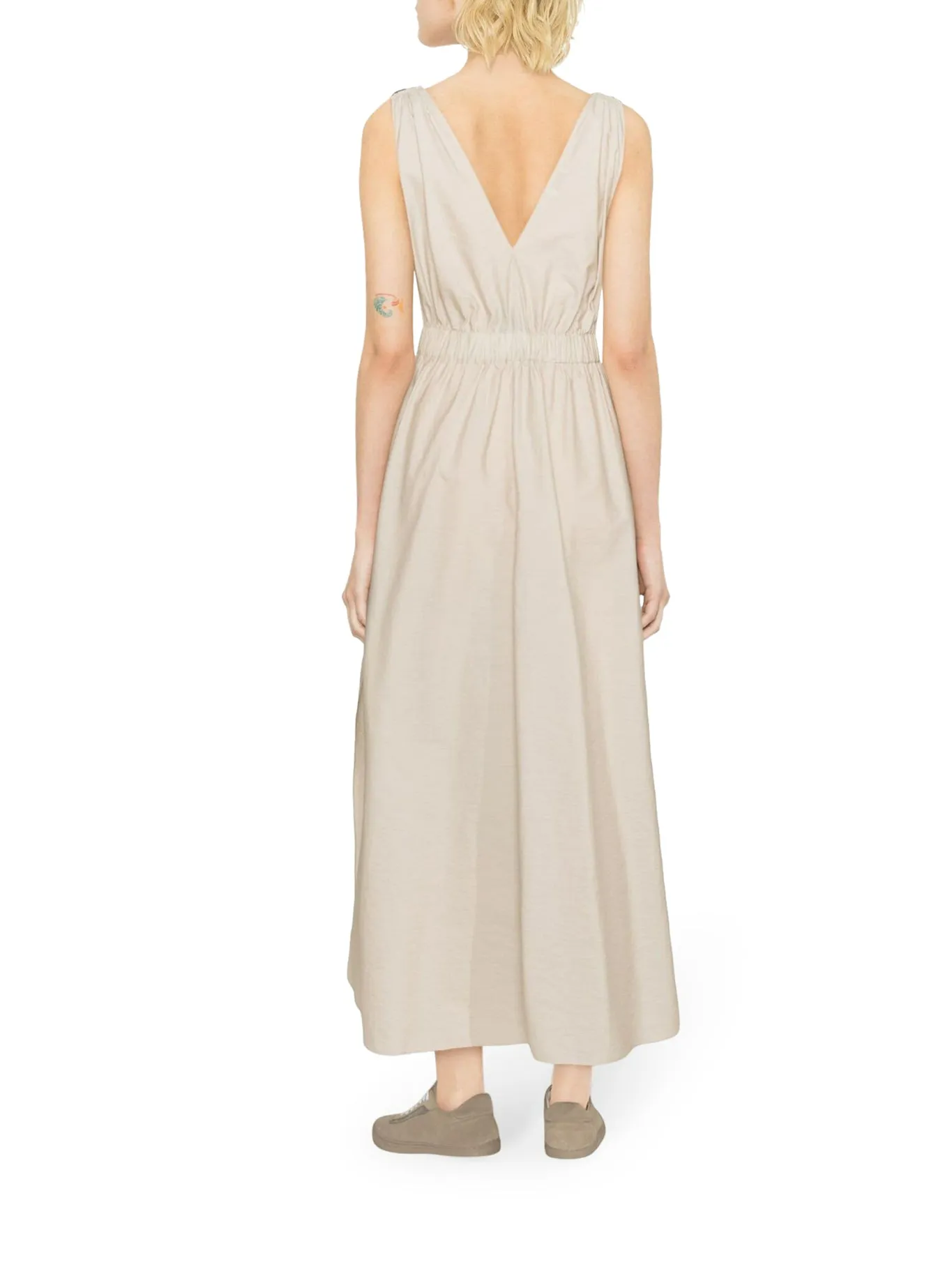 V-neck belted maxi dress