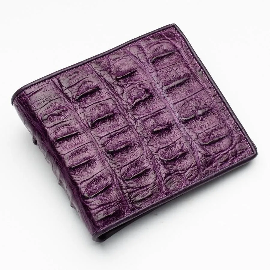 Violet Crocodile Backbone Leather Mens Wallets