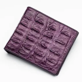 Violet Crocodile Backbone Leather Mens Wallets