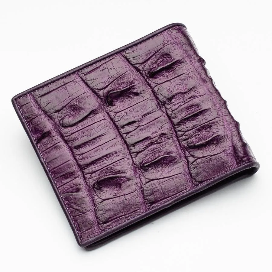 Violet Crocodile Backbone Leather Mens Wallets