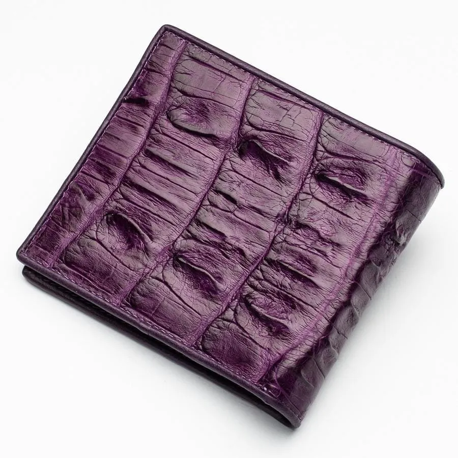 Violet Crocodile Backbone Leather Mens Wallets