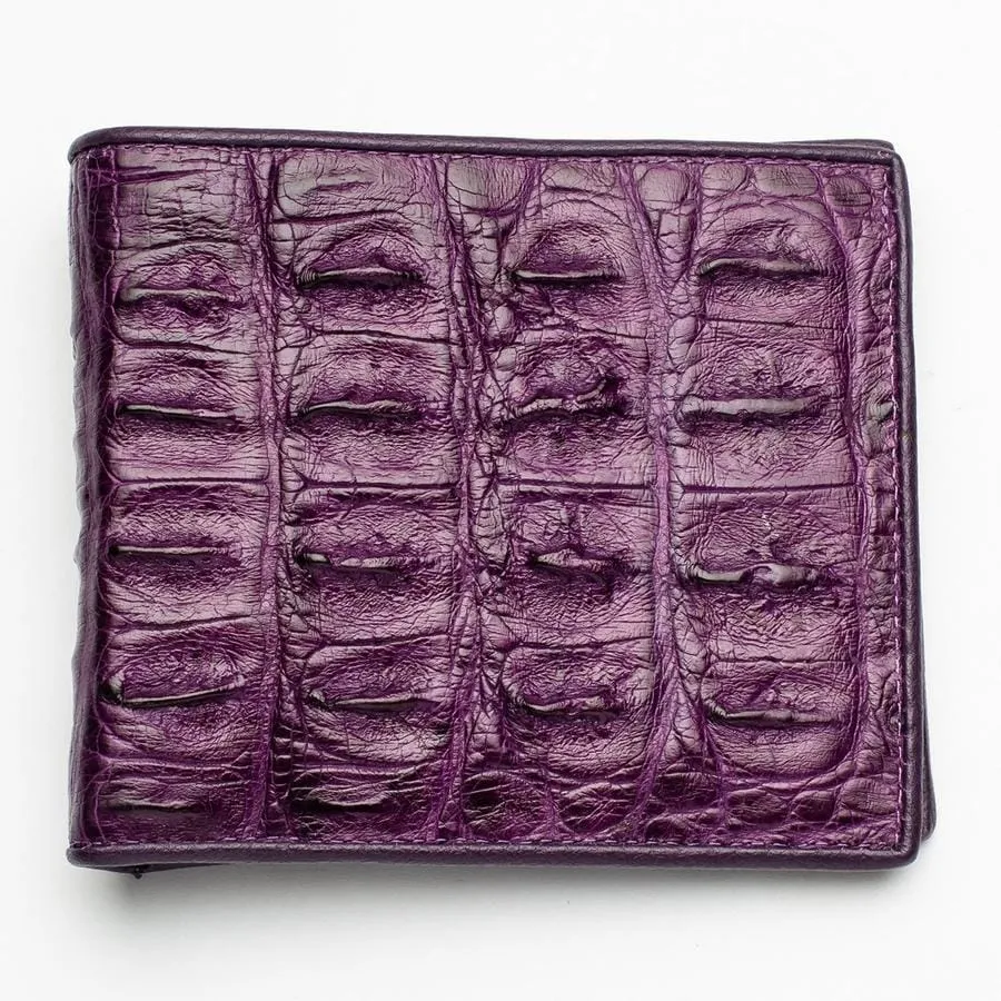 Violet Crocodile Backbone Leather Mens Wallets