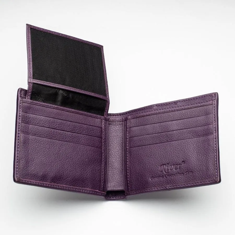 Violet Crocodile Backbone Leather Mens Wallets