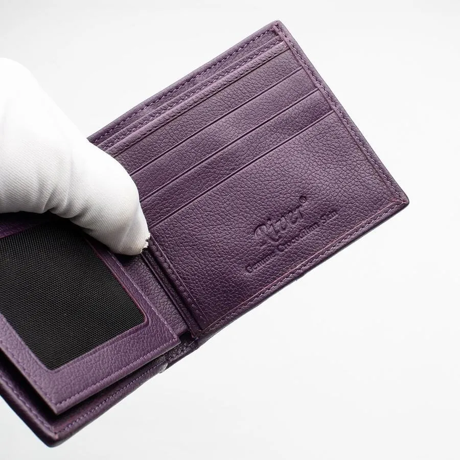 Violet Crocodile Backbone Leather Mens Wallets