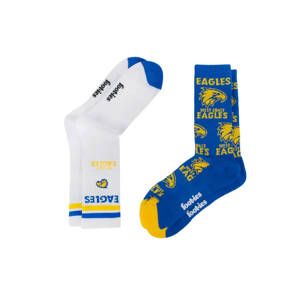 West Coast Eagles Mascot Sneaker Sock 2 Pack