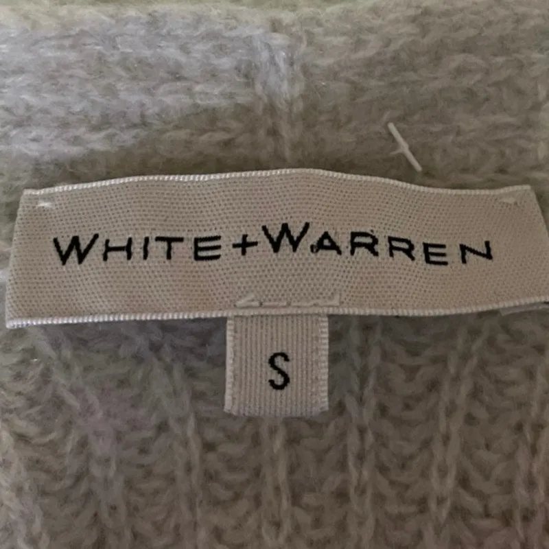 White + Warren 100% Cashmere V Neck Slit Knit Cozy Pullover Sweater Top Size S