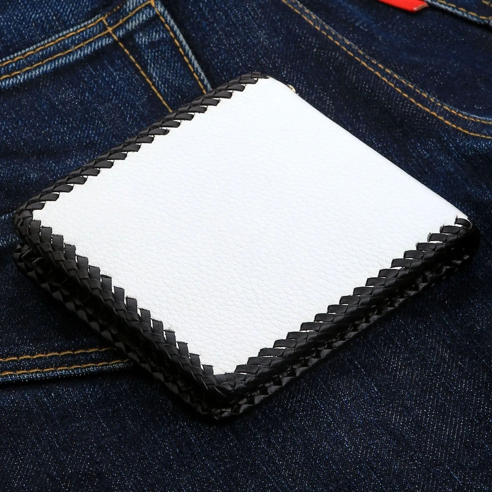 White Leather Scorpion Stingray Biker Wallets