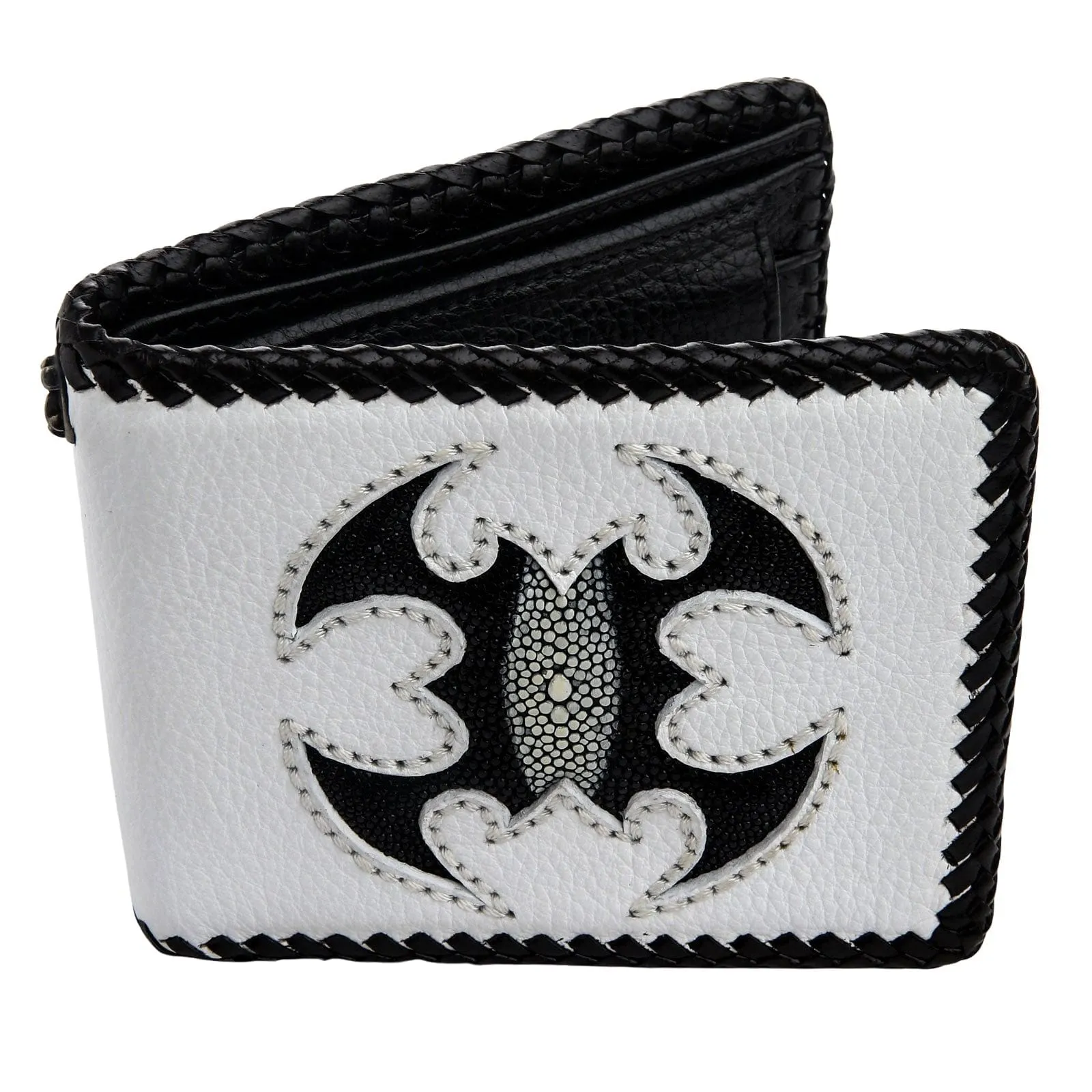 White Leather Scorpion Stingray Biker Wallets