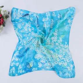 Women Butterfly Printing Square Scarf Head Wrap Kerchief Neck Shawl Feida