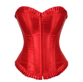 Women Corset Sexy Slim Satin Lace up Boned Overbust Corset and Bustier Body Shaper Top Lingerie Plus Size S-XXL