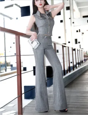 Women's Office Casual Single Breasted Full Length Two Piece Suit