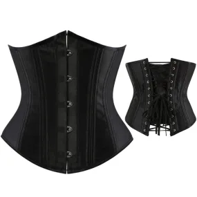 Women's Spiral Steel Boned Satin Lace Up Waist Trainer Cincher Corselet Slim Underbust Corset Plus Size S-6XL