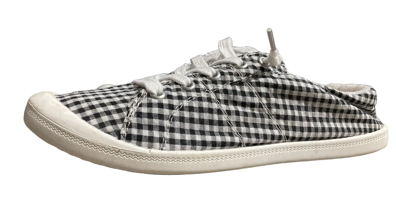 Women's White-Black Check Sneaker