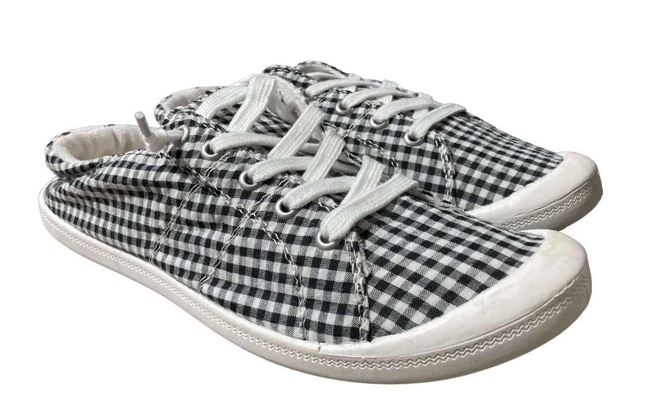 Women's White-Black Check Sneaker