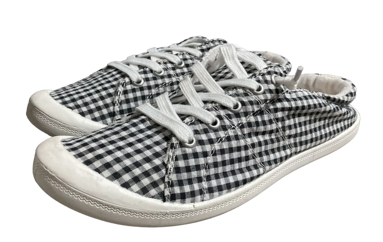 Women's White-Black Check Sneaker