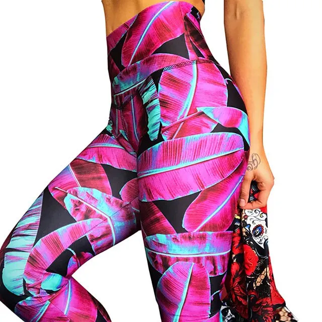 Workout Women Leggings High Waist Elastic Push Up Print Ankle Length Spandex Legging Fitness Feminino Leggings