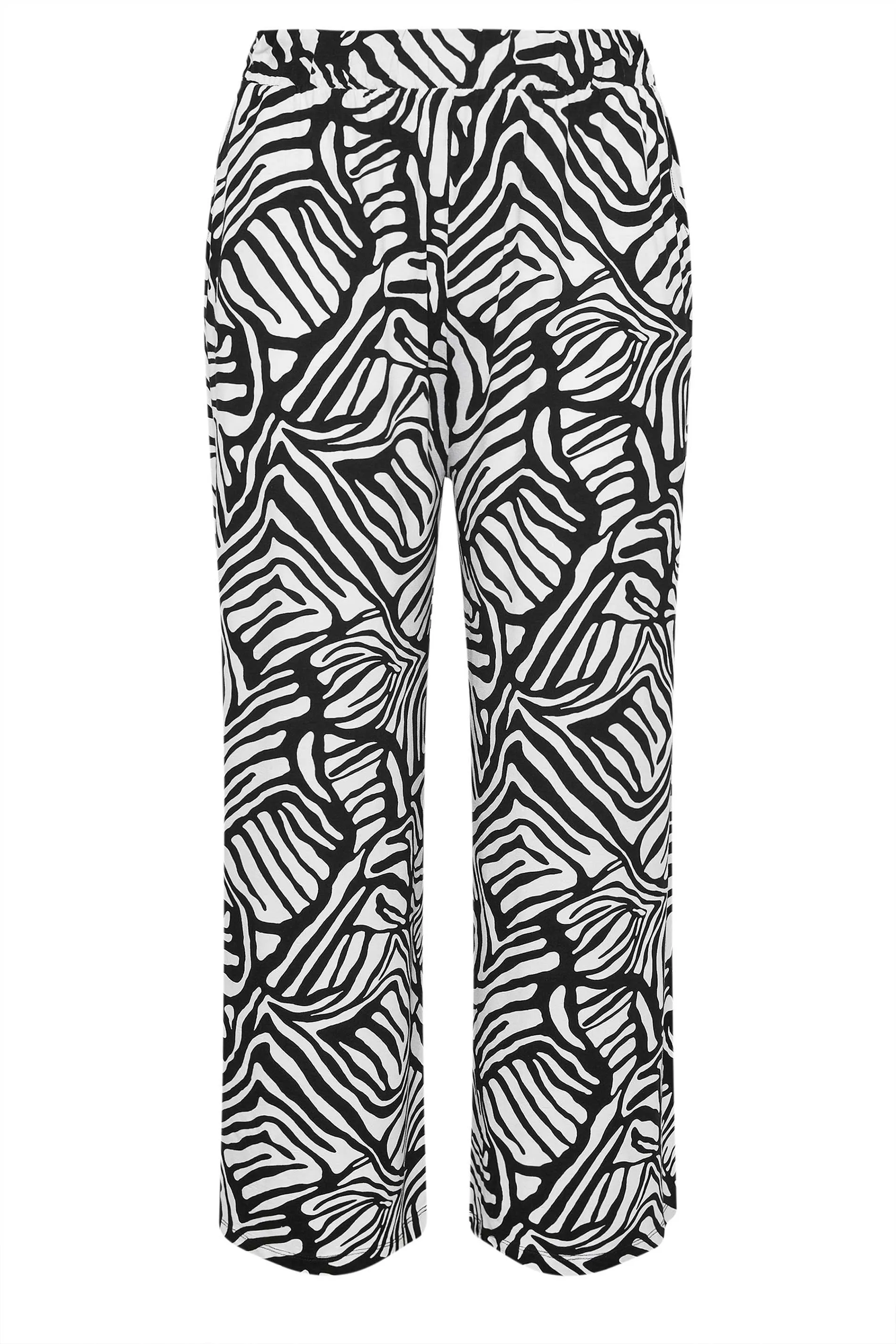 YOURS Curve Black Abstract Print Wide Leg Trousers