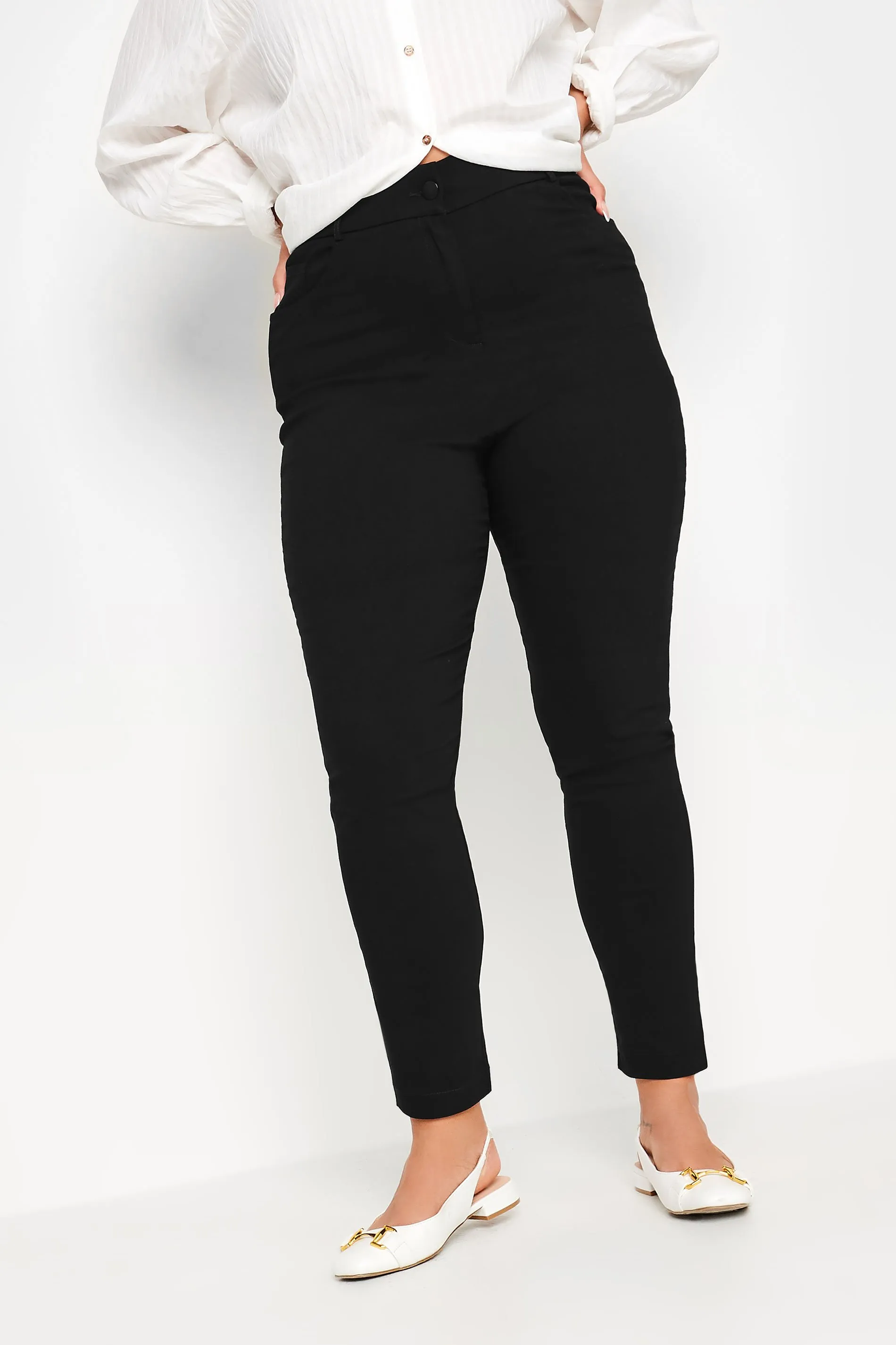 YOURS Curve Black Bengaline Slim Leg Stretch Trousers