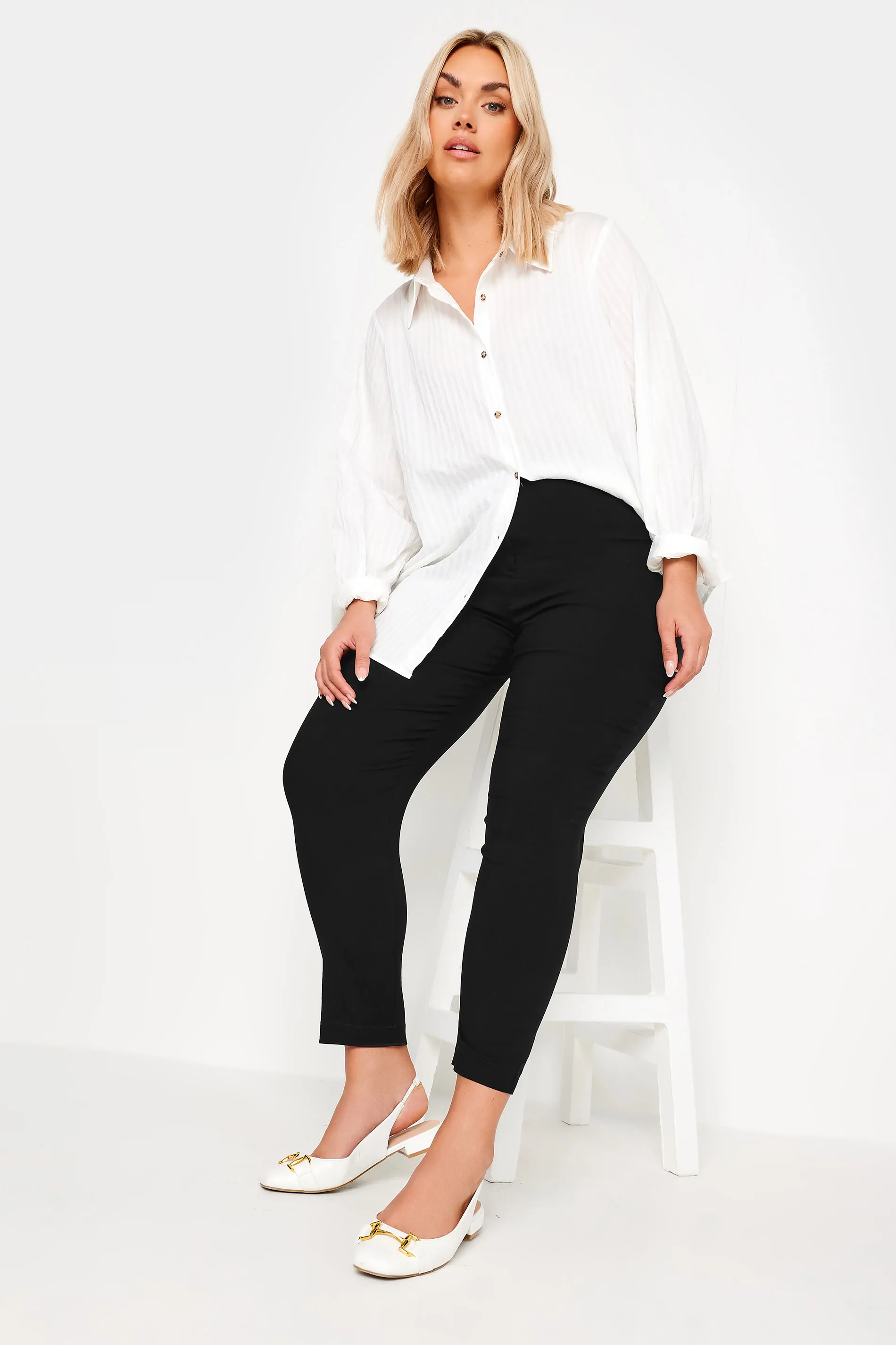 YOURS Curve Black Bengaline Slim Leg Stretch Trousers